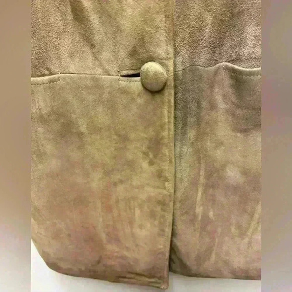 Vintage 1940s 50s Unmarked Suede Leather Coat with Detachable Fur Collar No Size - Picture 8 of 12